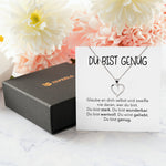 22Feels® Selbstliebe Du Bist Genug Karte Frauen Geschenk Silber 925/000 Schmuck Mädchen Motivation Mental Health Selbstwert Herz Halskette Karte Collier-Schmuck mit Botschaftskarte - Herz21-22Feels