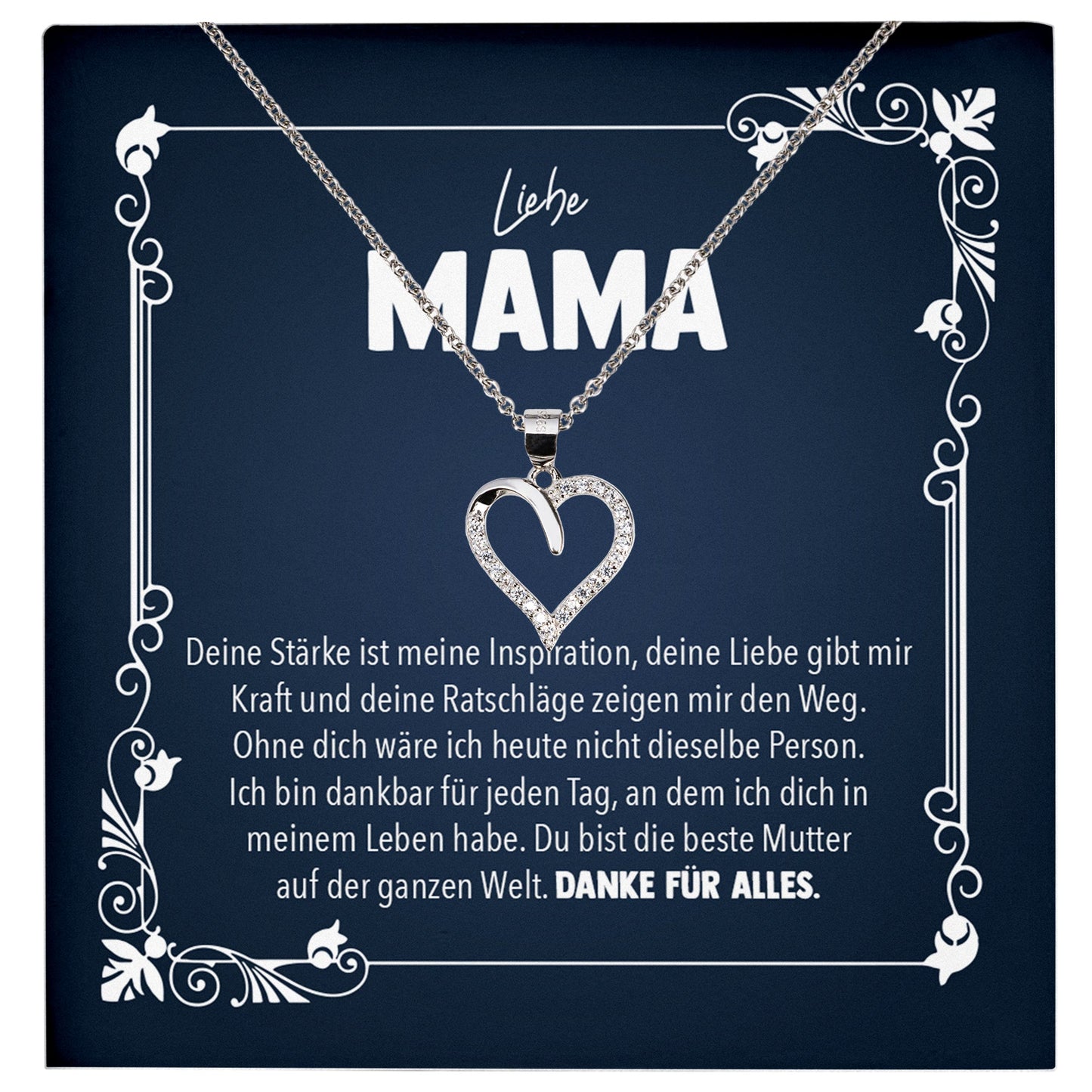 22Feels® Liebe Mama Geschenk Silber 925/000 Herz Halskette Muttertag Valentinstag Frauen Schmuck Karte Mutter Geburtstag Weihnachten Damen Collier Eltern-Schmuck mit Botschaftskarte - Herz21-22Feels