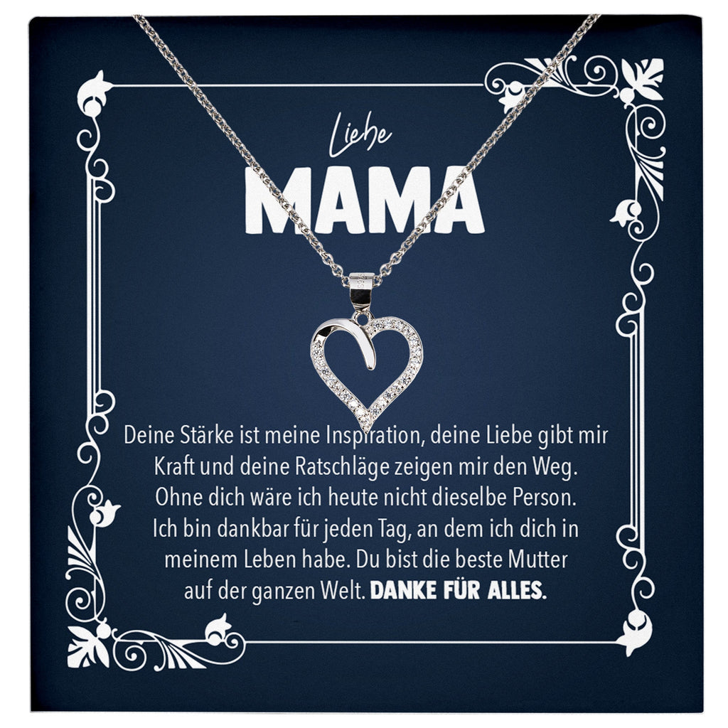 22Feels® Liebe Mama Geschenk Silber 925/000 Herz Halskette Muttertag Valentinstag Frauen Schmuck Karte Mutter Geburtstag Weihnachten Damen Collier Eltern-Schmuck mit Botschaftskarte - Herz21-22Feels