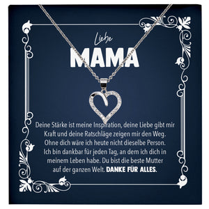 22Feels® Liebe Mama Geschenk Silber 925/000 Herz Halskette Muttertag Valentinstag Frauen Schmuck Karte Mutter Geburtstag Weihnachten Damen Collier Eltern-Schmuck mit Botschaftskarte - Herz21-22Feels