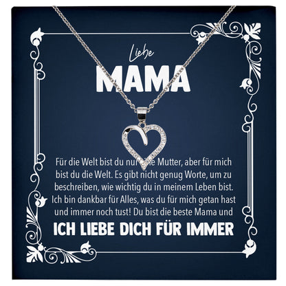 22Feels® Liebe Mama Geschenk Silber 925/000 Herz Halskette Muttertag Valentinstag Frauen Schmuck Karte Mutter Geburtstag Weihnachten Damen Collier Eltern-Schmuck mit Botschaftskarte - Herz21-22Feels