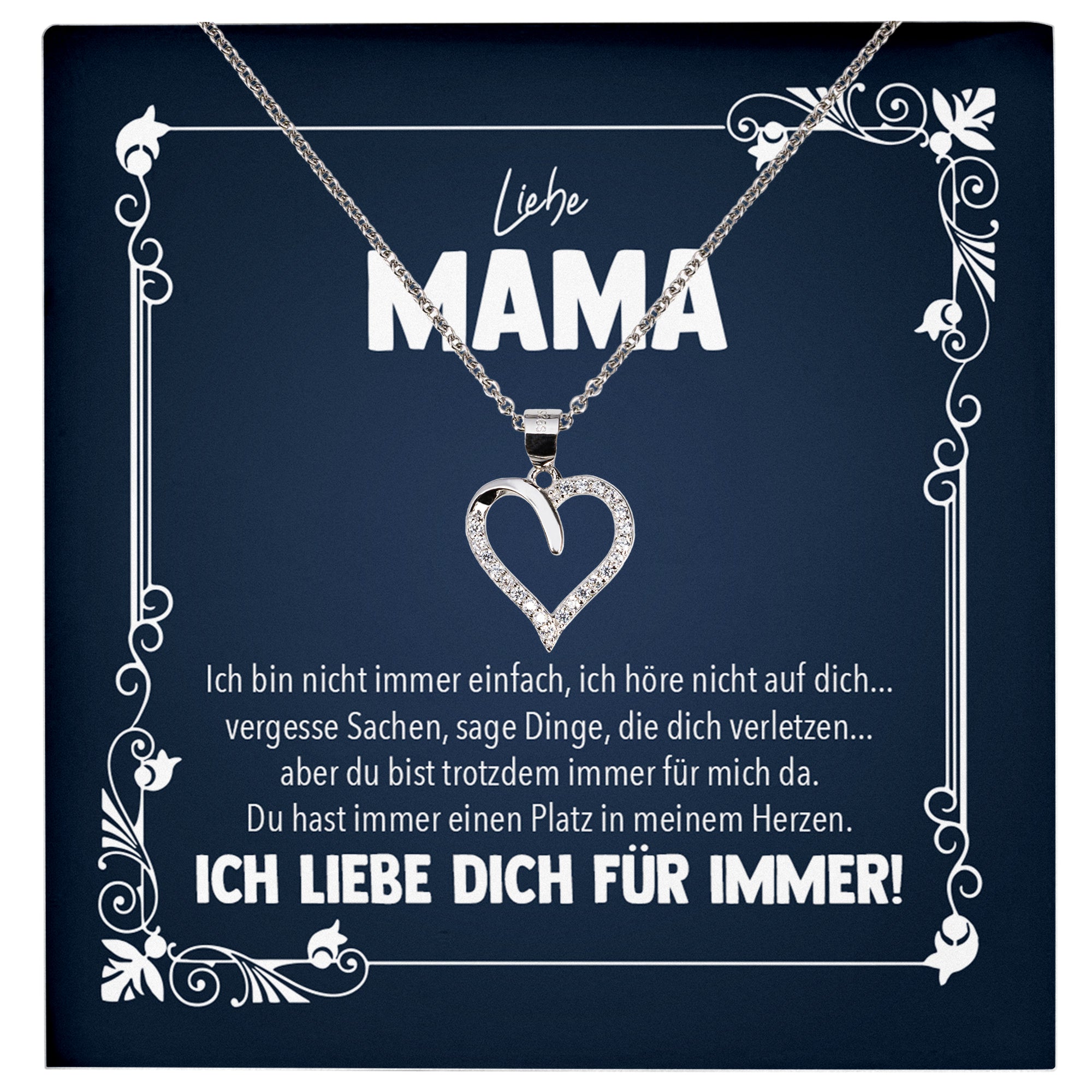 22Feels® Liebe Mama Geschenk Silber 925/000 Herz Halskette Muttertag Valentinstag Frauen Schmuck Karte Mutter Geburtstag Weihnachten Damen Collier Eltern-Schmuck mit Botschaftskarte - Herz21-22Feels