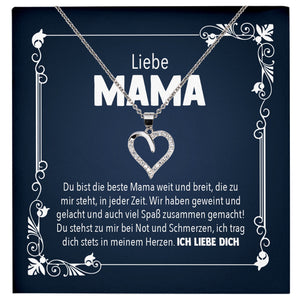 22Feels® Liebe Mama Geschenk Silber 925/000 Herz Halskette Muttertag Valentinstag Frauen Schmuck Karte Mutter Geburtstag Weihnachten Damen Collier Eltern-Schmuck mit Botschaftskarte - Herz21-22Feels