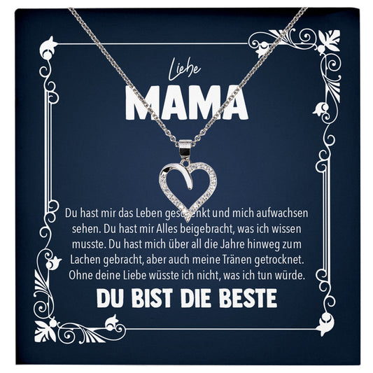 22Feels® Liebe Mama Geschenk Silber 925/000 Herz Halskette Muttertag Valentinstag Frauen Schmuck Karte Mutter Geburtstag Weihnachten Damen Collier Eltern-Schmuck mit Botschaftskarte - Herz21-22Feels