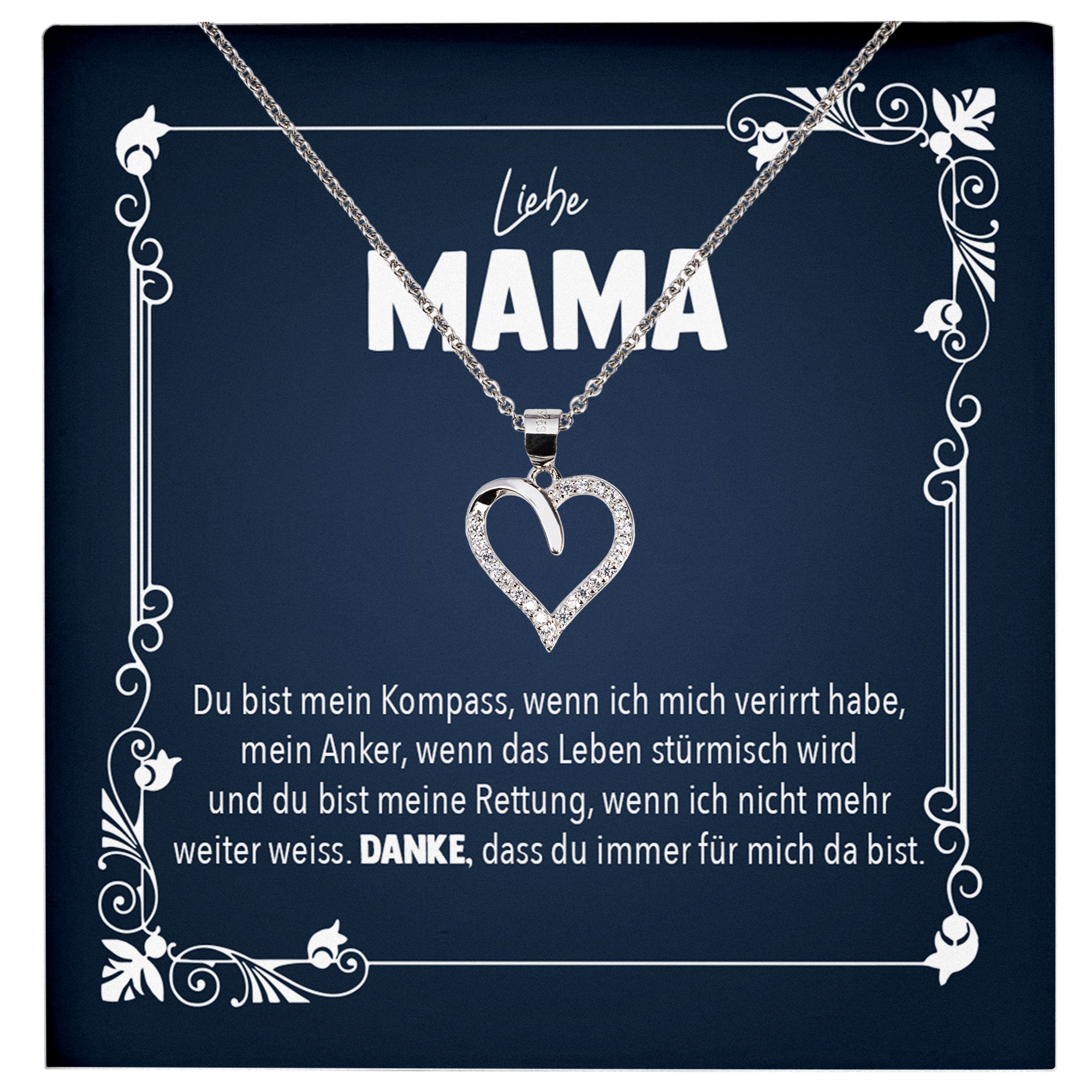 22Feels® Liebe Mama Geschenk Silber 925/000 Herz Halskette Muttertag Valentinstag Frauen Schmuck Karte Mutter Geburtstag Weihnachten Damen Collier Eltern-Schmuck mit Botschaftskarte - Herz21-22Feels