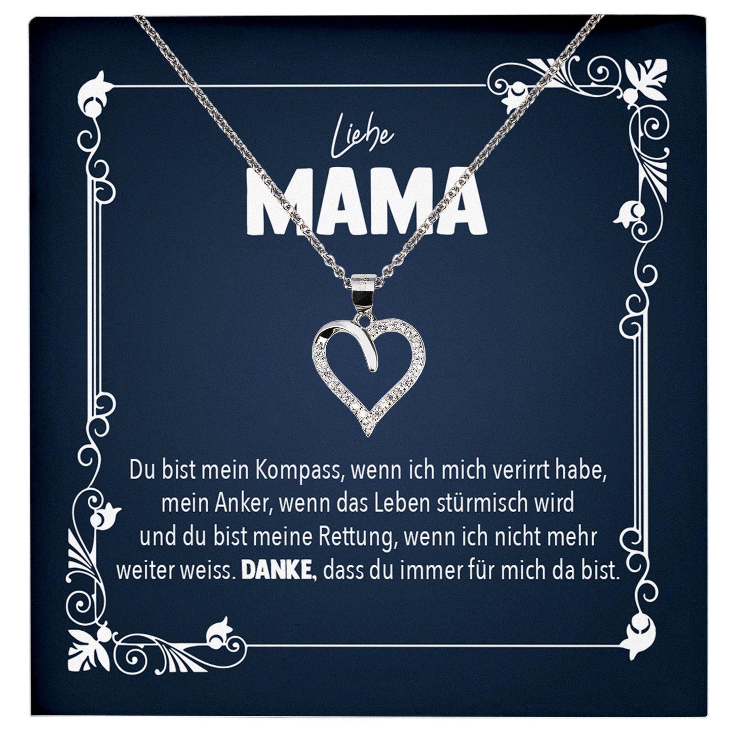 22Feels® Liebe Mama Geschenk Silber 925/000 Herz Halskette Muttertag Valentinstag Frauen Schmuck Karte Mutter Geburtstag Weihnachten Damen Collier Eltern-Schmuck mit Botschaftskarte - Herz21-22Feels