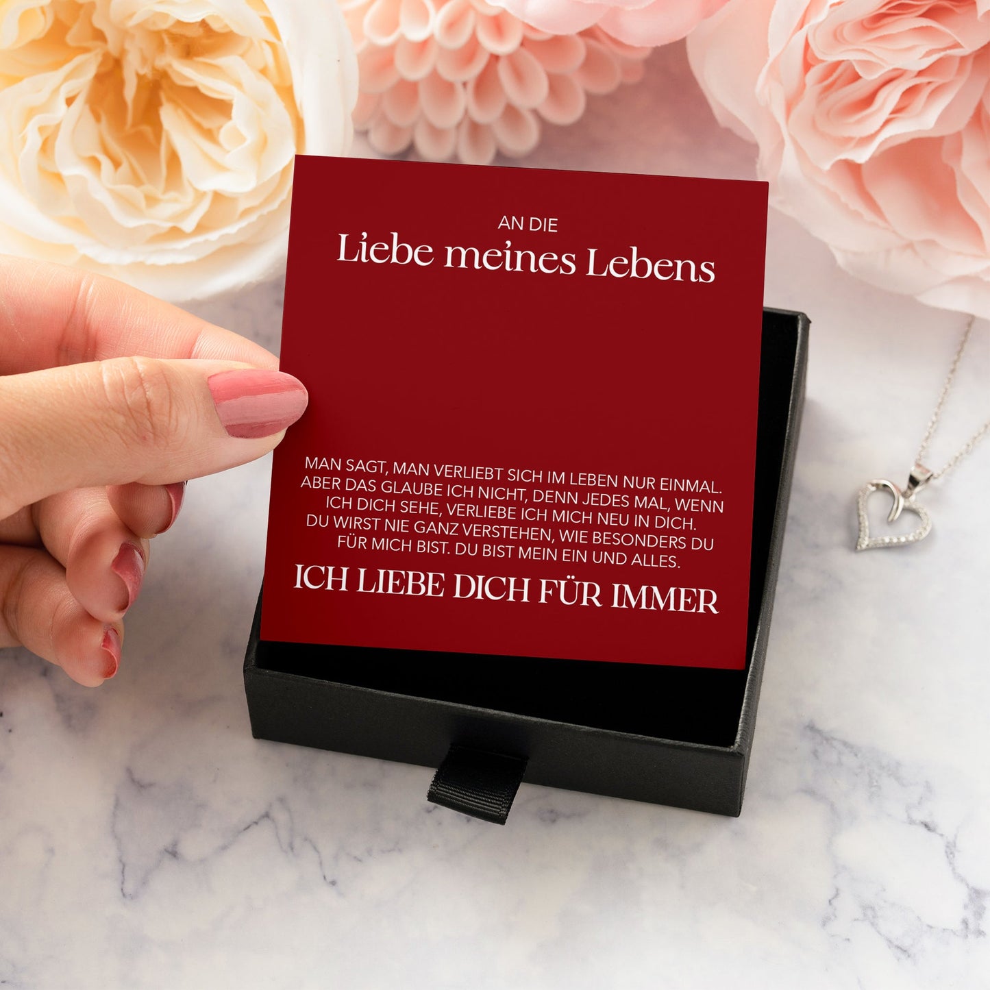 22Feels® Ich Liebe Dich Frauen Geschenk Silber 925/000 Schmuck "Meines Lebens" Ehefrau Freundin Herz Halskette Valentinstag Hochzeitstag Jahrestag-Schmuck mit Botschaftskarte - Herz21-22Feels