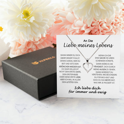 22Feels® Ich Liebe Dich Frauen Geschenk Silber 925/000 Schmuck "Meines Lebens" Ehefrau Freundin Herz Halskette Valentinstag Hochzeitstag Jahrestag-Schmuck mit Botschaftskarte - Herz21-22Feels