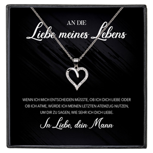22Feels® Ich Liebe Dich Frauen Geschenk Silber 925/000 Schmuck "Meines Lebens" Ehefrau Freundin Herz Halskette Valentinstag Hochzeitstag Jahrestag-Schmuck mit Botschaftskarte - Herz21-22Feels