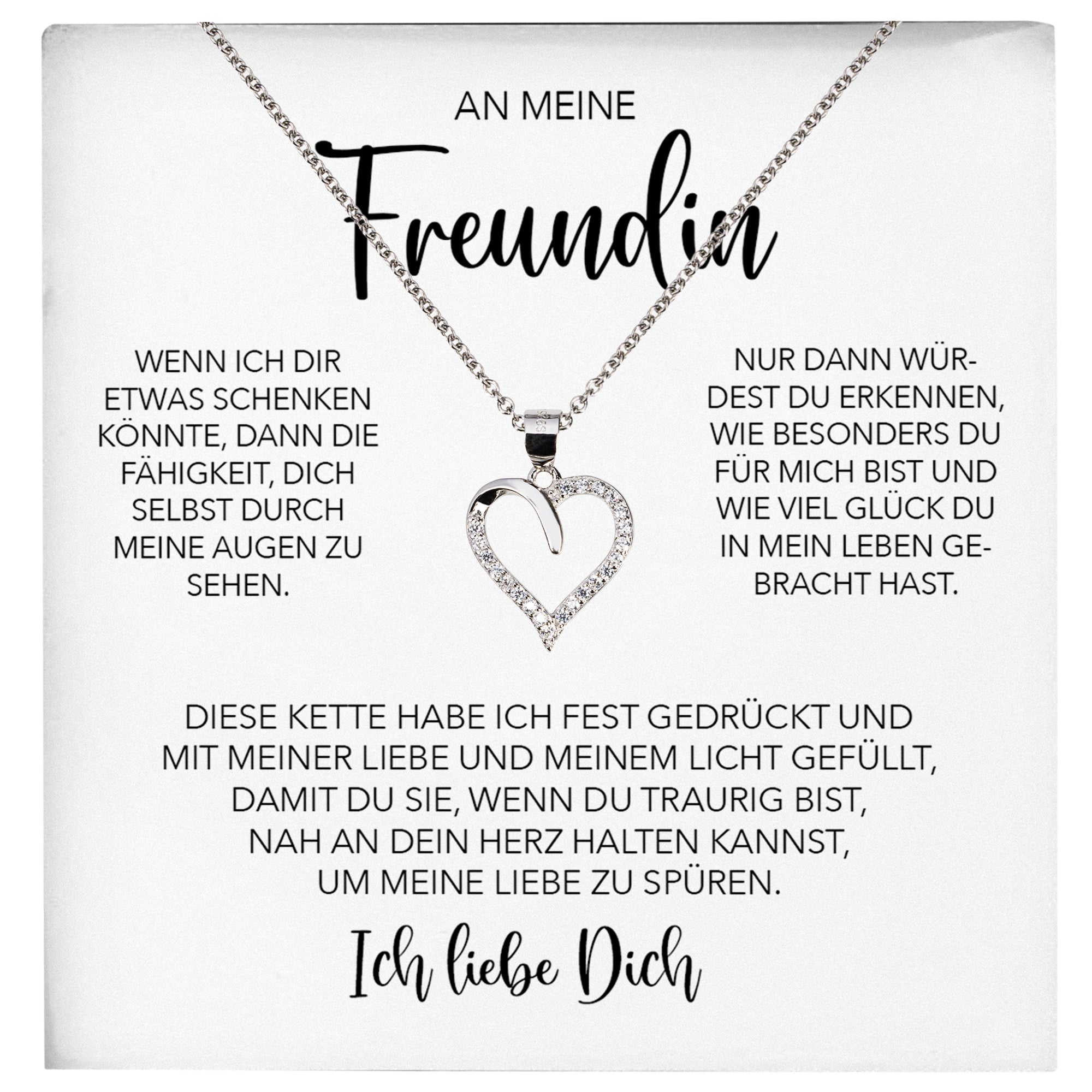 22Feels® Freundin Geschenk Silber Ich Liebe Dich Schmuck Frauen Silber 925/000 Herz Halskette Valentinstag Jahrestag Damen Collier Liebesbeweis-Schmuck mit Botschaftskarte - Herz21-22Feels