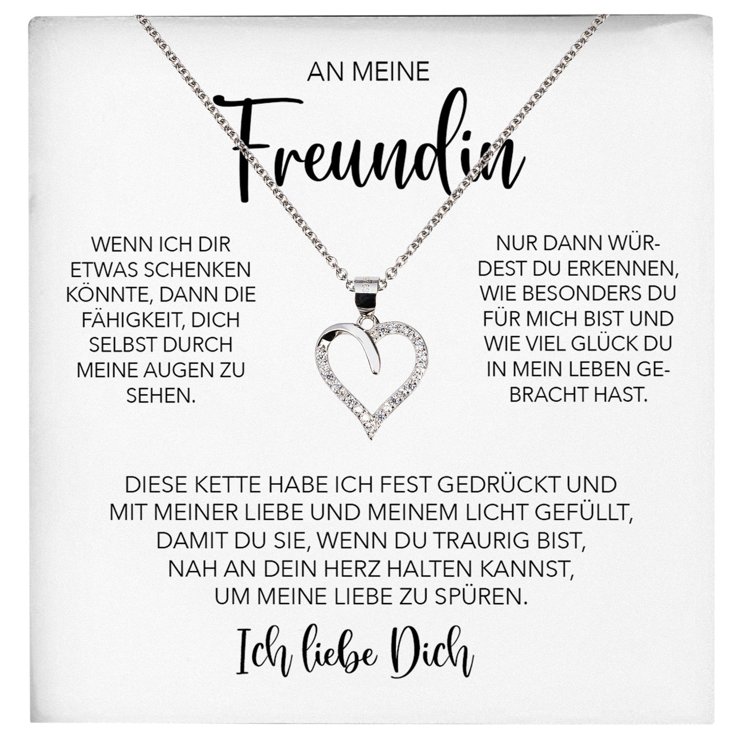 22Feels® Freundin Geschenk Silber Ich Liebe Dich Schmuck Frauen Silber 925/000 Herz Halskette Valentinstag Jahrestag Damen Collier Liebesbeweis-Schmuck mit Botschaftskarte - Herz21-22Feels