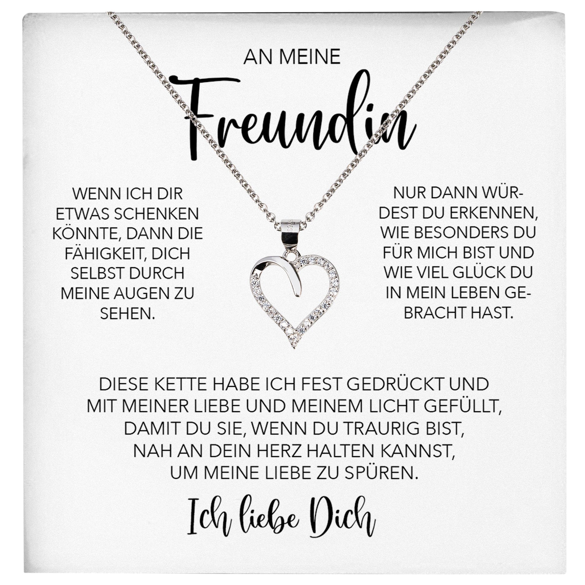 22Feels® Freundin Geschenk Silber Ich Liebe Dich Schmuck Frauen Silber 925/000 Herz Halskette Valentinstag Jahrestag Damen Collier Liebesbeweis-Schmuck mit Botschaftskarte - Herz21-22Feels