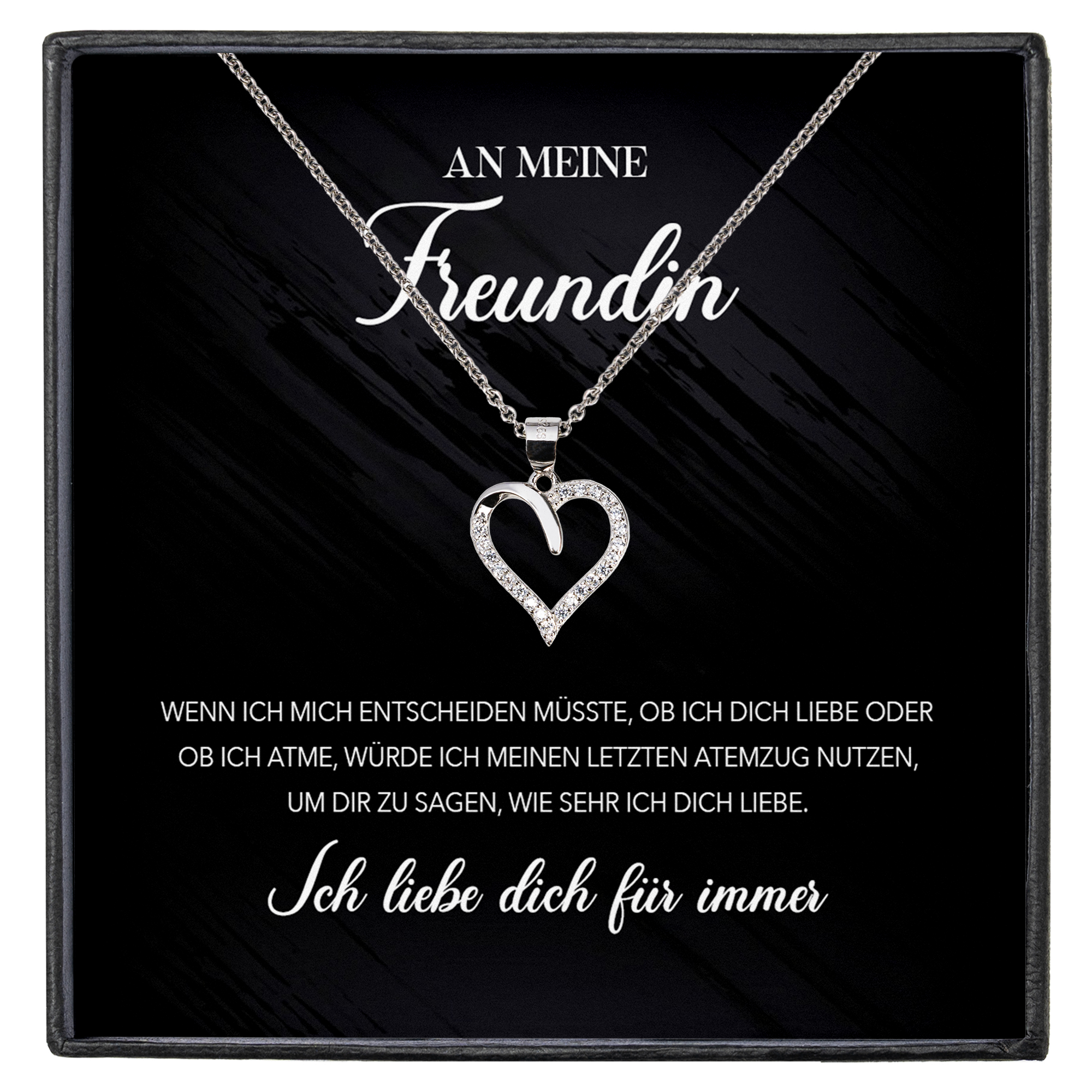 22Feels® Freundin Geschenk Silber Ich Liebe Dich Schmuck Frauen Silber 925/000 Herz Halskette Valentinstag Jahrestag Damen Collier Liebesbeweis-Schmuck mit Botschaftskarte - Herz21-22Feels