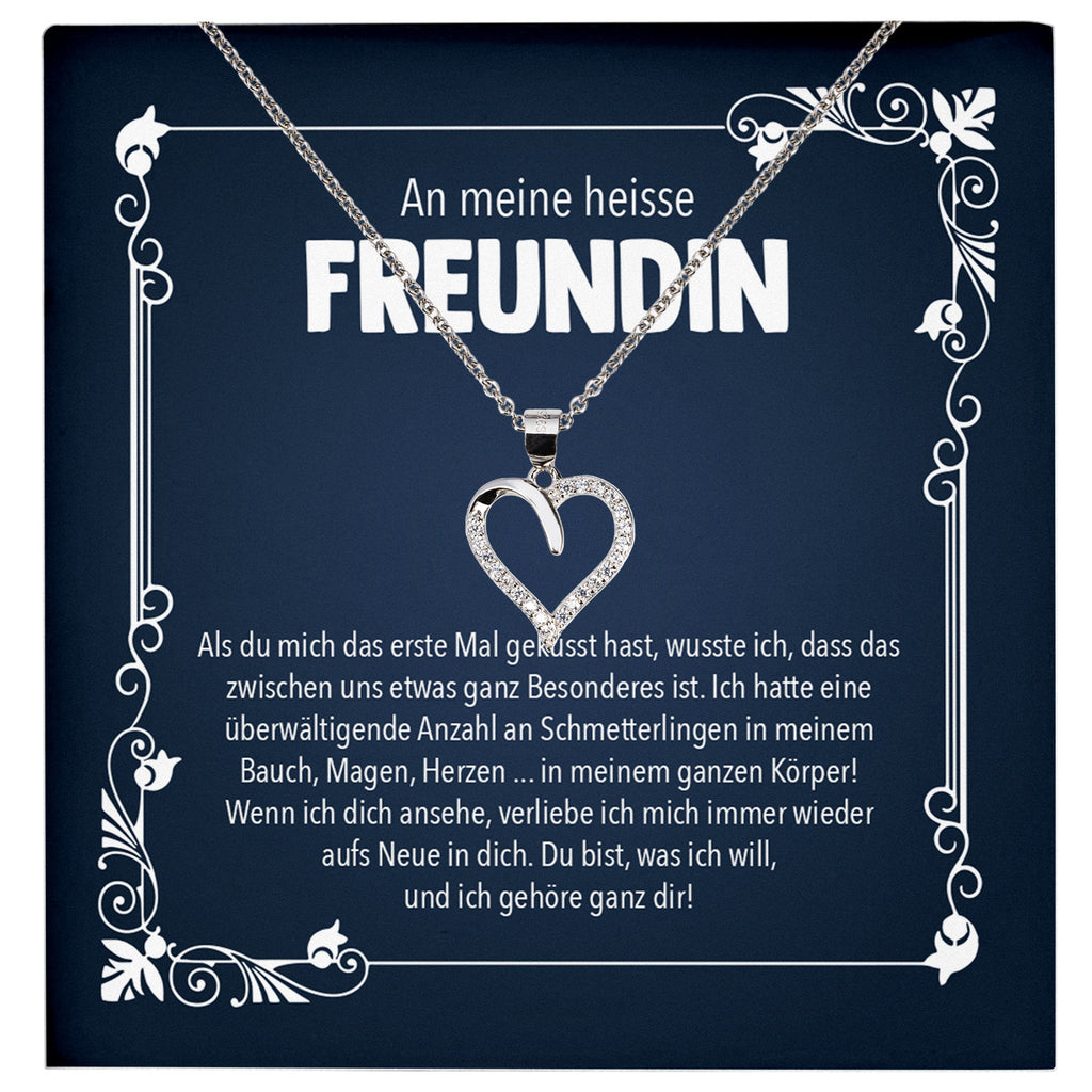 22Feels® Heisse Freundin Geschenk Silber Ich Liebe Dich Schmuck Frauen Silber 925/000 Herz Halskette Valentinstag Jahrestag Damen Collier Liebesbeweis-Schmuck mit Botschaftskarte - Herz21-22Feels