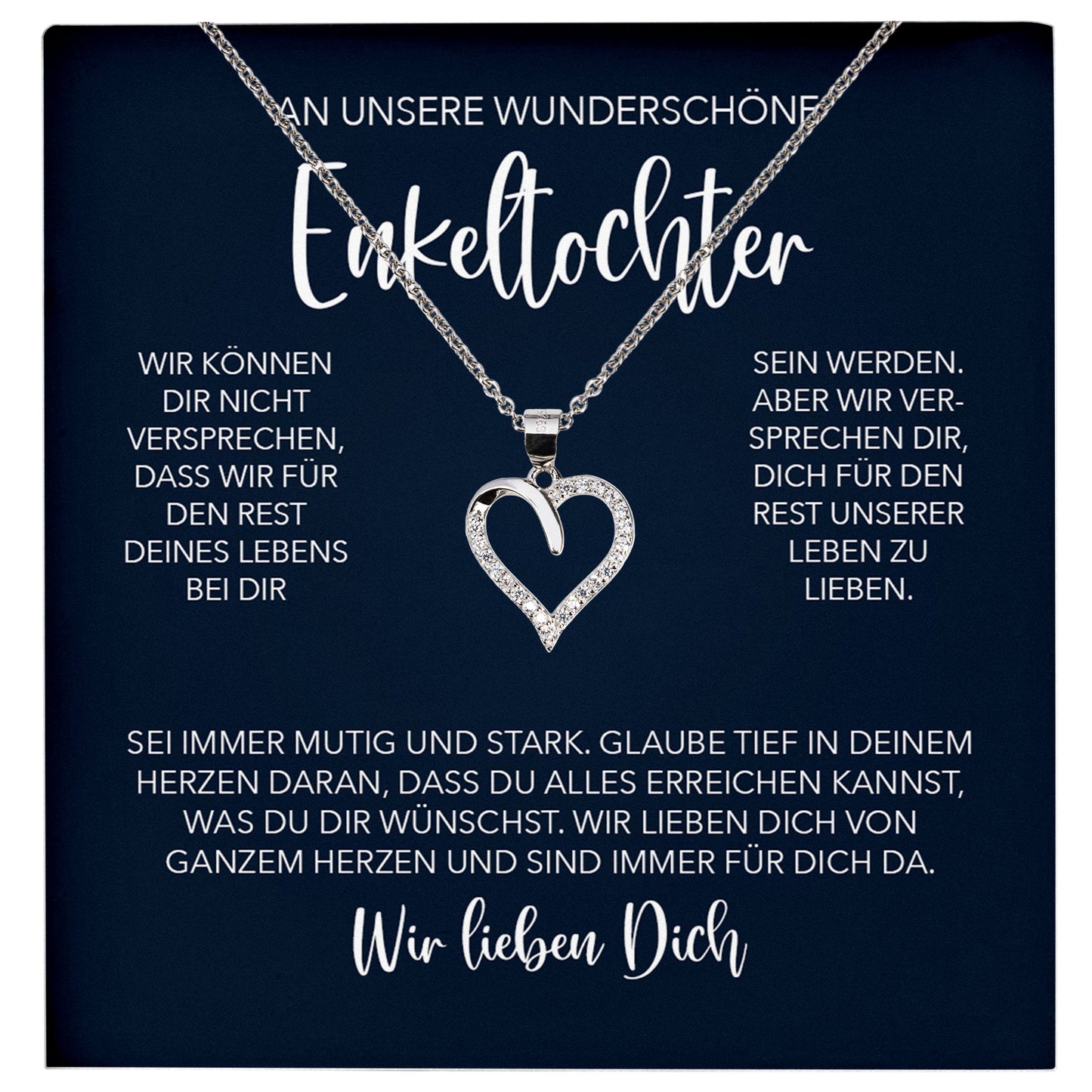 22Feels® Unsere Enkelin Geschenk Silber 925/000 Herz Halskette mit Karte Mädchen Frauen Schmuck Enkelkind Geburtstag Damen Weihnachten Firmung Konfirmation-Schmuck mit Botschaftskarte - Herz21-22Feels