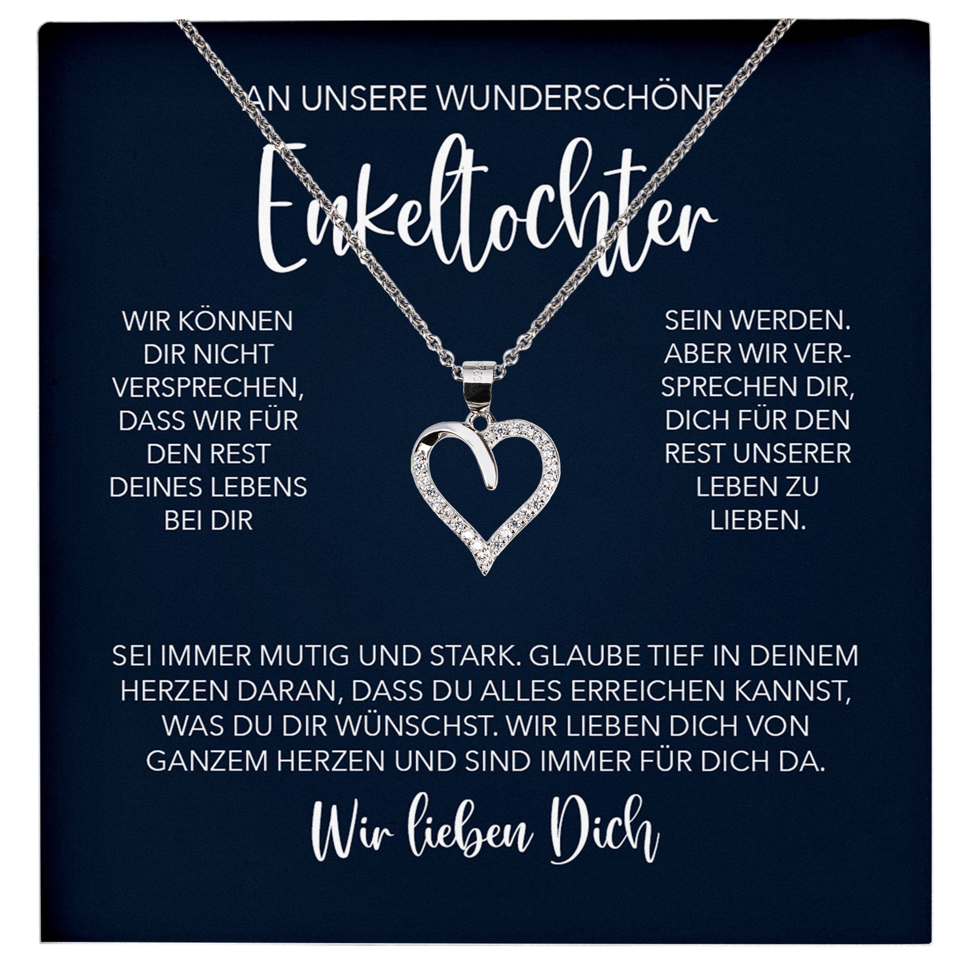 22Feels® Unsere Enkelin Geschenk Silber 925/000 Herz Halskette mit Karte Mädchen Frauen Schmuck Enkelkind Geburtstag Damen Weihnachten Firmung Konfirmation-Schmuck mit Botschaftskarte - Herz21-22Feels