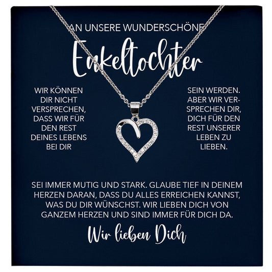 22Feels® Unsere Enkelin Geschenk Silber 925/000 Herz Halskette mit Karte Mädchen Frauen Schmuck Enkelkind Geburtstag Damen Weihnachten Firmung Konfirmation-Schmuck mit Botschaftskarte - Herz21-22Feels