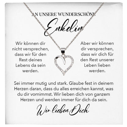 22Feels® Unsere Enkelin Geschenk Silber 925/000 Herz Halskette mit Karte Mädchen Frauen Schmuck Enkelkind Geburtstag Damen Weihnachten Firmung Konfirmation-Schmuck mit Botschaftskarte - Herz21-22Feels
