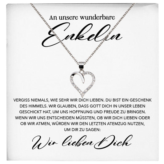 22Feels® Unsere Enkelin Geschenk Silber 925/000 Herz Halskette mit Karte Mädchen Frauen Schmuck Enkelkind Geburtstag Damen Weihnachten Firmung Konfirmation-Schmuck mit Botschaftskarte - Herz21-22Feels