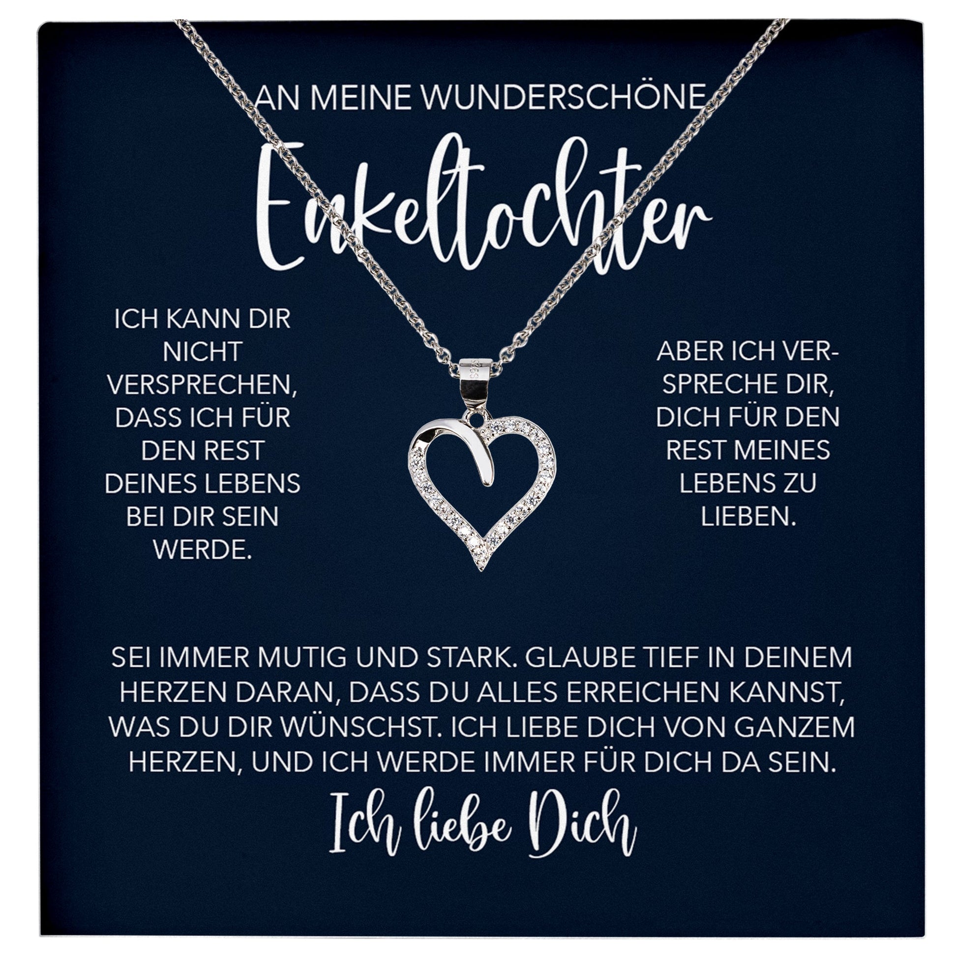 22Feels® Wunderschöne Enkelin Geschenk Silber 925/000 Herz Halskette mit Karte Mädchen Frauen Schmuck Enkelkind Geburtstag Damen Weihnachten Firmung Konfirmation-Schmuck mit Botschaftskarte - Herz21-22Feels