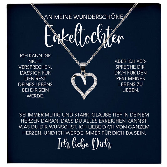 22Feels® Wunderschöne Enkelin Geschenk Silber 925/000 Herz Halskette mit Karte Mädchen Frauen Schmuck Enkelkind Geburtstag Damen Weihnachten Firmung Konfirmation-Schmuck mit Botschaftskarte - Herz21-22Feels