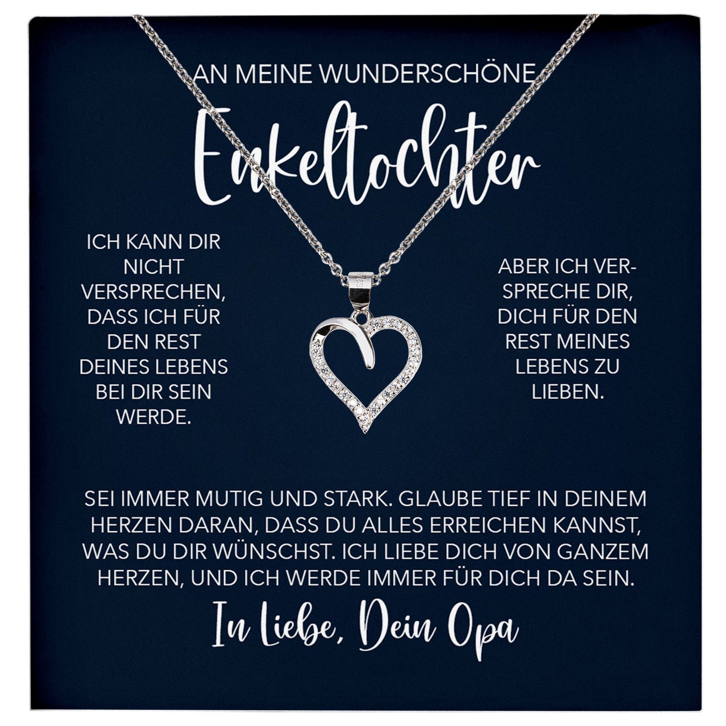 22Feels® Enkelin Geschenk von Opa Silber 925/000 Herz Halskette mit Karte Mädchen Frauen Schmuck Enkelkind Geburtstag Damen Weihnachten Firmung Konfirmation-Schmuck mit Botschaftskarte - Herz21-22Feels