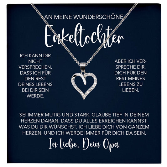 22Feels® Enkelin Geschenk von Opa Silber 925/000 Herz Halskette mit Karte Mädchen Frauen Schmuck Enkelkind Geburtstag Damen Weihnachten Firmung Konfirmation-Schmuck mit Botschaftskarte - Herz21-22Feels