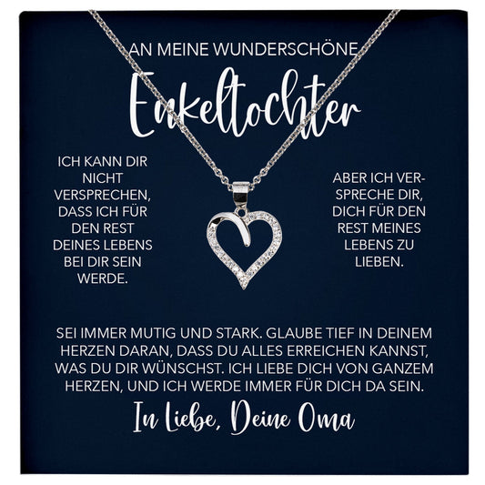 22Feels® Enkelin Geschenk von Oma Silber 925/000 Herz Halskette mit Karte Mädchen Frauen Schmuck Enkelkind Geburtstag Damen Weihnachten Firmung Konfirmation-Schmuck mit Botschaftskarte - Herz21-22Feels