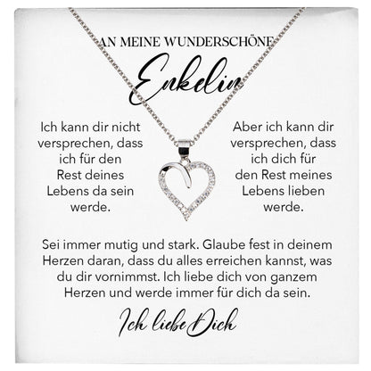 22Feels® Wunderschöne Enkelin Geschenk Silber 925/000 Herz Halskette mit Karte Mädchen Frauen Schmuck Enkelkind Geburtstag Damen Weihnachten Firmung Konfirmation-Schmuck mit Botschaftskarte - Herz21-22Feels