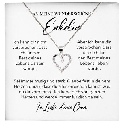 22Feels® Enkelin Geschenk von Oma Silber 925/000 Herz Halskette mit Karte Mädchen Frauen Schmuck Enkelkind Geburtstag Damen Weihnachten Firmung Konfirmation-Schmuck mit Botschaftskarte - Herz21-22Feels