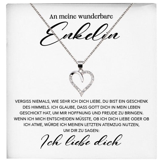 22Feels® Wunderbare Enkelin Geschenk Silber 925/000 Herz Halskette mit Karte Mädchen Frauen Schmuck Enkelkind Geburtstag Damen Weihnachten Firmung Konfirmation-Schmuck mit Botschaftskarte - Herz21-22Feels