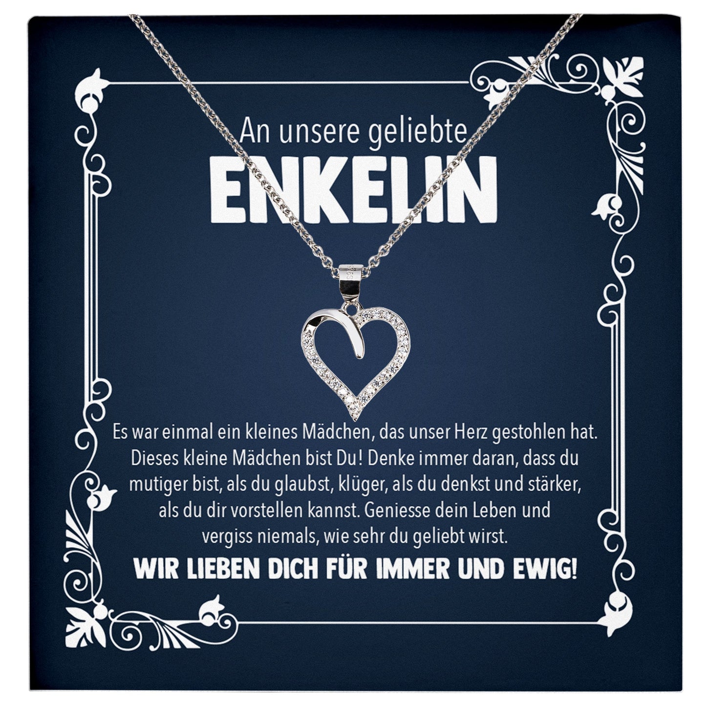 22Feels® Unsere Enkelin Geschenk Silber 925/000 Herz Halskette mit Karte Mädchen Frauen Schmuck Enkelkind Geburtstag Damen Weihnachten Firmung Konfirmation-Schmuck mit Botschaftskarte - Herz21-22Feels