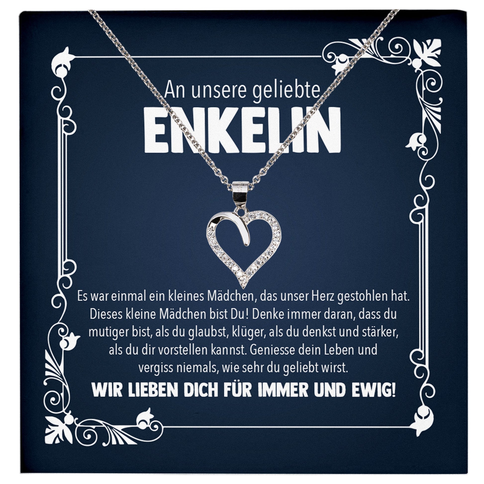 22Feels® Unsere Enkelin Geschenk Silber 925/000 Herz Halskette mit Karte Mädchen Frauen Schmuck Enkelkind Geburtstag Damen Weihnachten Firmung Konfirmation-Schmuck mit Botschaftskarte - Herz21-22Feels