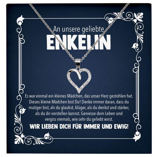 22Feels® Unsere Enkelin Geschenk Silber 925/000 Herz Halskette mit Karte Mädchen Frauen Schmuck Enkelkind Geburtstag Damen Weihnachten Firmung Konfirmation-Schmuck mit Botschaftskarte - Herz21-22Feels