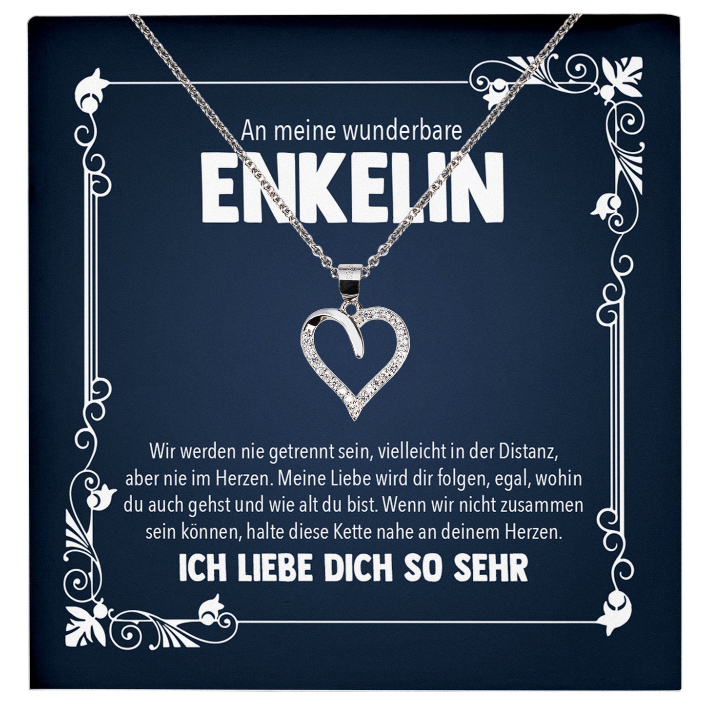 22Feels® Wunderbare Enkelin Geschenk Silber 925/000 Herz Halskette mit Karte Mädchen Frauen Schmuck Enkelkind Geburtstag Damen Weihnachten Firmung Konfirmation-Schmuck mit Botschaftskarte - Herz21-22Feels