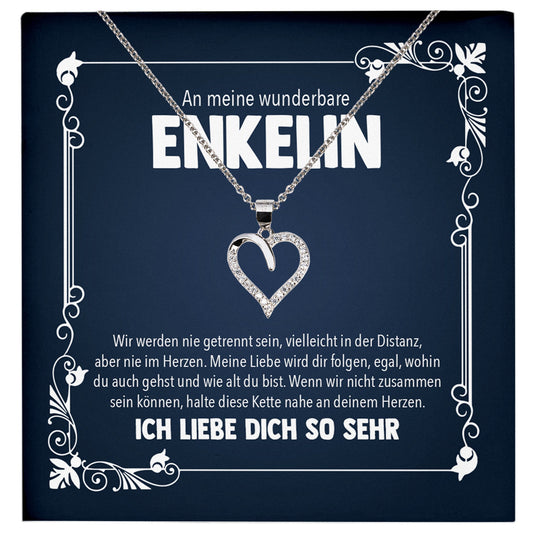 22Feels® Wunderbare Enkelin Geschenk Silber 925/000 Herz Halskette mit Karte Mädchen Frauen Schmuck Enkelkind Geburtstag Damen Weihnachten Firmung Konfirmation-Schmuck mit Botschaftskarte - Herz21-22Feels