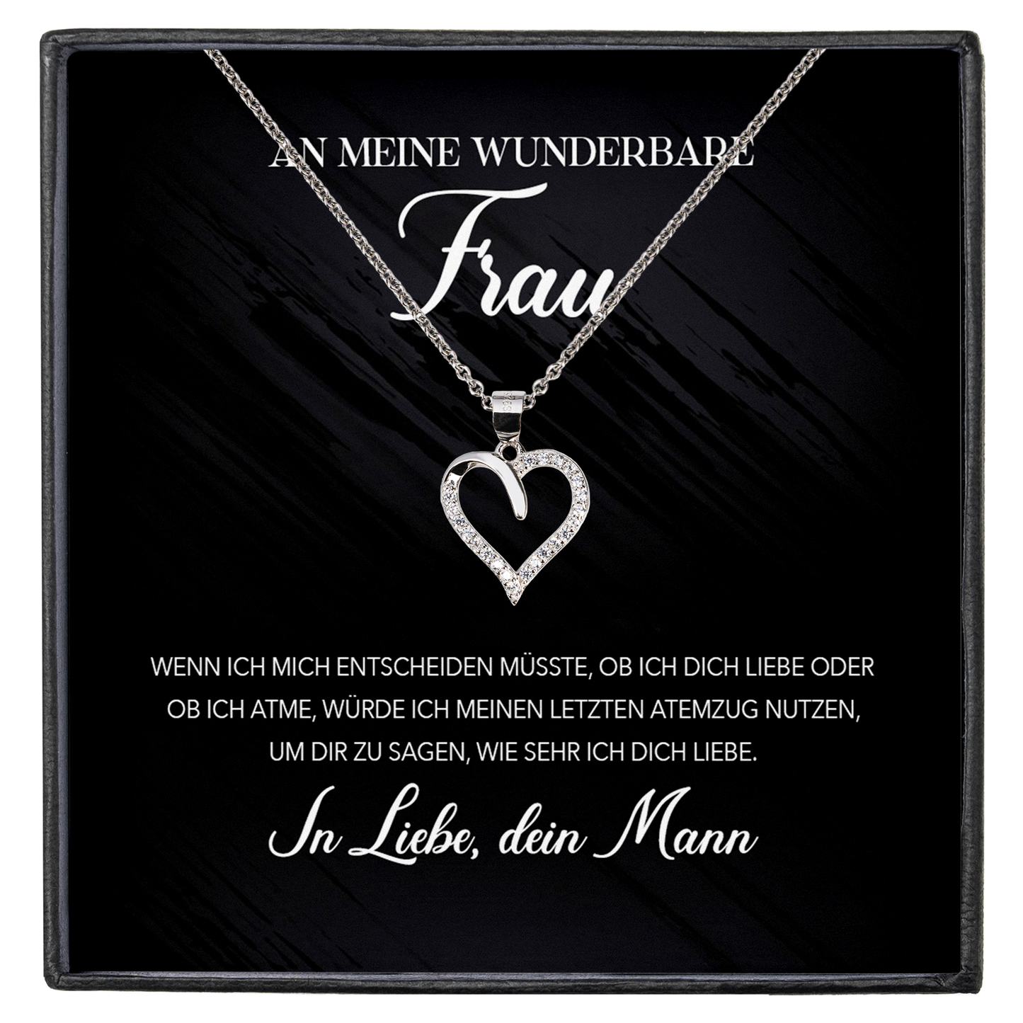 22Feels® Ehefrau Geschenk Ich Liebe Dich Schmuck Silber 925/000 Frauen Herz Halskette Valentinstag Schatz Hochzeitstag Damen Collier Ehejubiläum-Schmuck mit Botschaftskarte - Herz21-22Feels