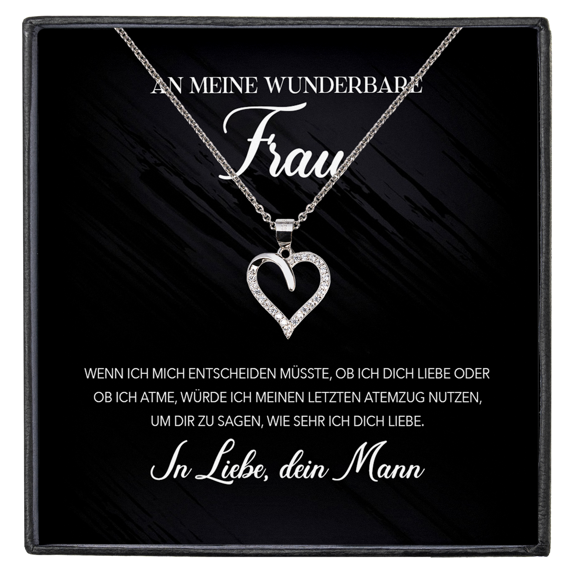 22Feels® Ehefrau Geschenk Ich Liebe Dich Schmuck Silber 925/000 Frauen Herz Halskette Valentinstag Schatz Hochzeitstag Damen Collier Ehejubiläum-Schmuck mit Botschaftskarte - Herz21-22Feels