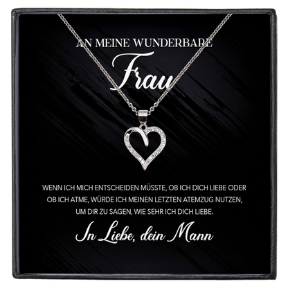 22Feels® Ehefrau Geschenk Ich Liebe Dich Schmuck Silber 925/000 Frauen Herz Halskette Valentinstag Schatz Hochzeitstag Damen Collier Ehejubiläum-Schmuck mit Botschaftskarte - Herz21-22Feels