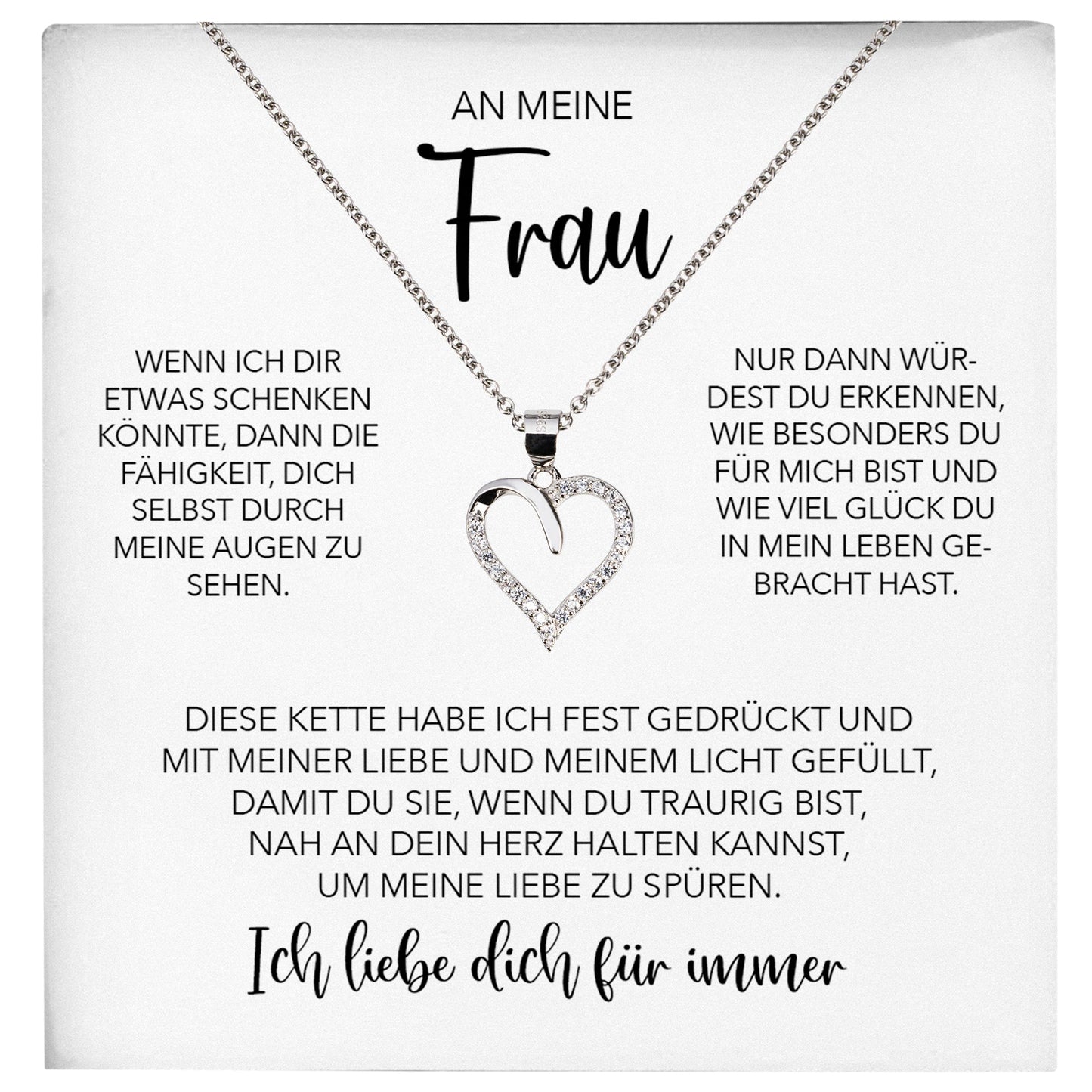 22Feels® Ehefrau Geschenk Ich Liebe Dich Schmuck Silber 925/000 Frauen Herz Halskette Valentinstag Schatz Hochzeitstag Damen Collier Ehejubiläum-Schmuck mit Botschaftskarte - Herz21-22Feels