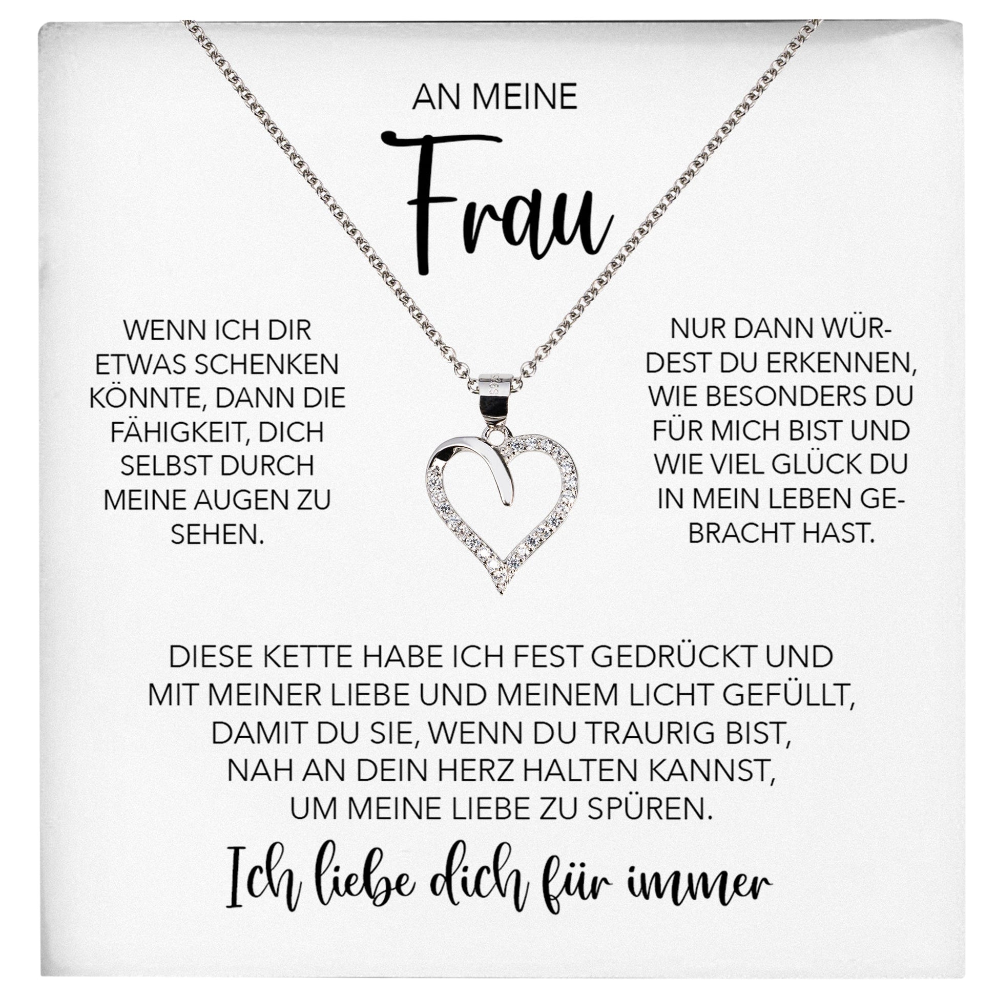 22Feels® Ehefrau Geschenk Ich Liebe Dich Schmuck Silber 925/000 Frauen Herz Halskette Valentinstag Schatz Hochzeitstag Damen Collier Ehejubiläum-Schmuck mit Botschaftskarte - Herz21-22Feels