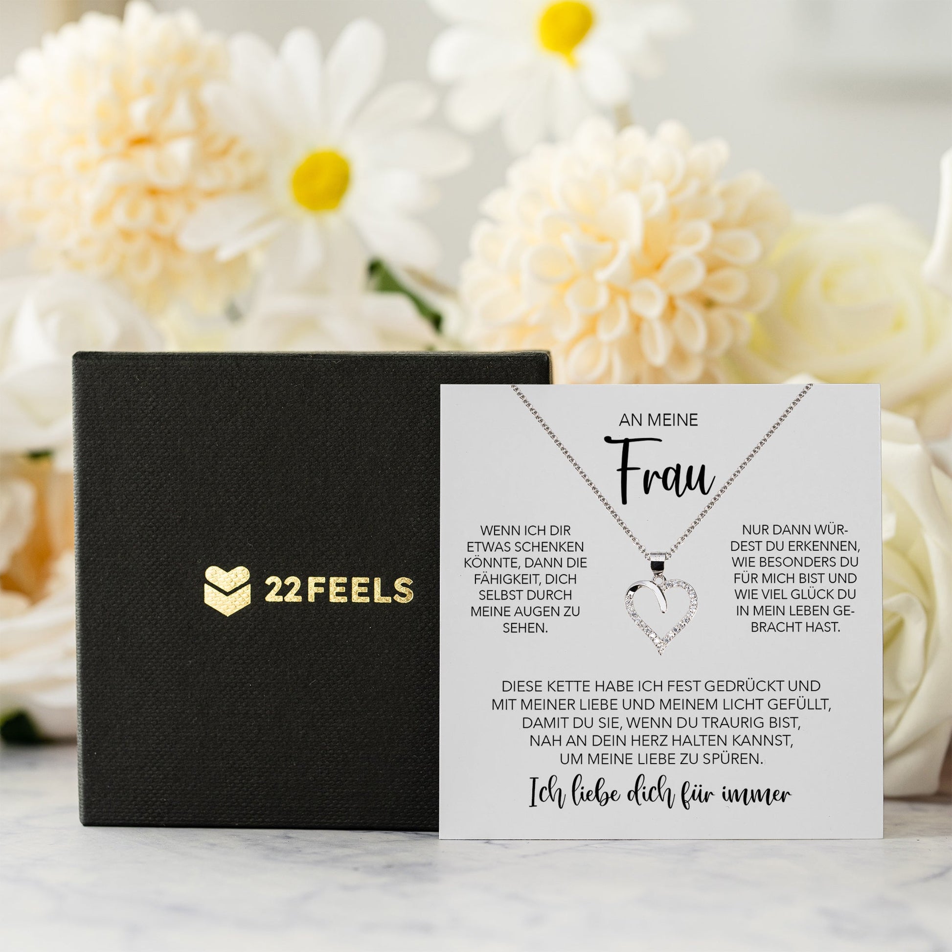 22Feels® Ehefrau Geschenk Ich Liebe Dich Schmuck Silber 925/000 Frauen Herz Halskette Valentinstag Schatz Hochzeitstag Damen Collier Ehejubiläum-Schmuck mit Botschaftskarte - Herz21-22Feels