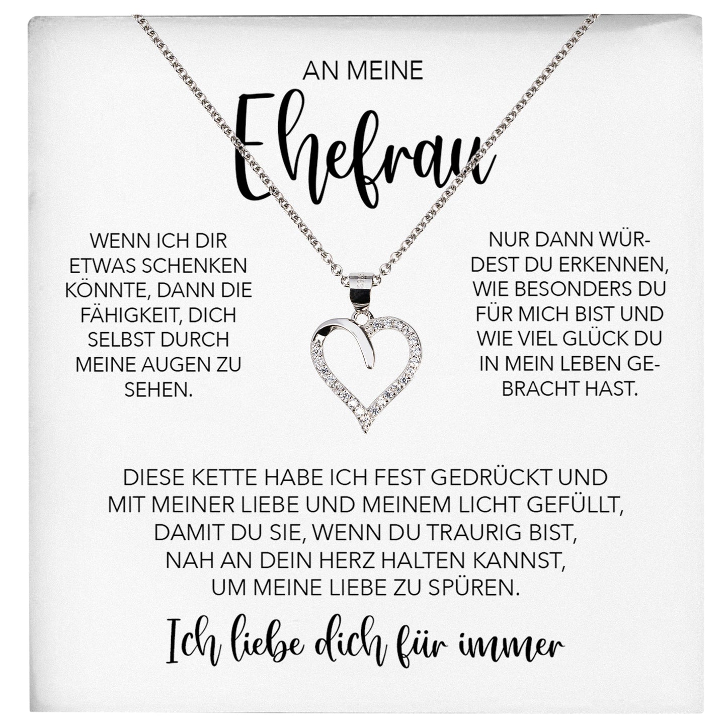 22Feels® Ehefrau Geschenk Ich Liebe Dich Schmuck Silber 925/000 Frauen Herz Halskette Valentinstag Schatz Hochzeitstag Damen Collier Ehejubiläum-Schmuck mit Botschaftskarte - Herz21-22Feels