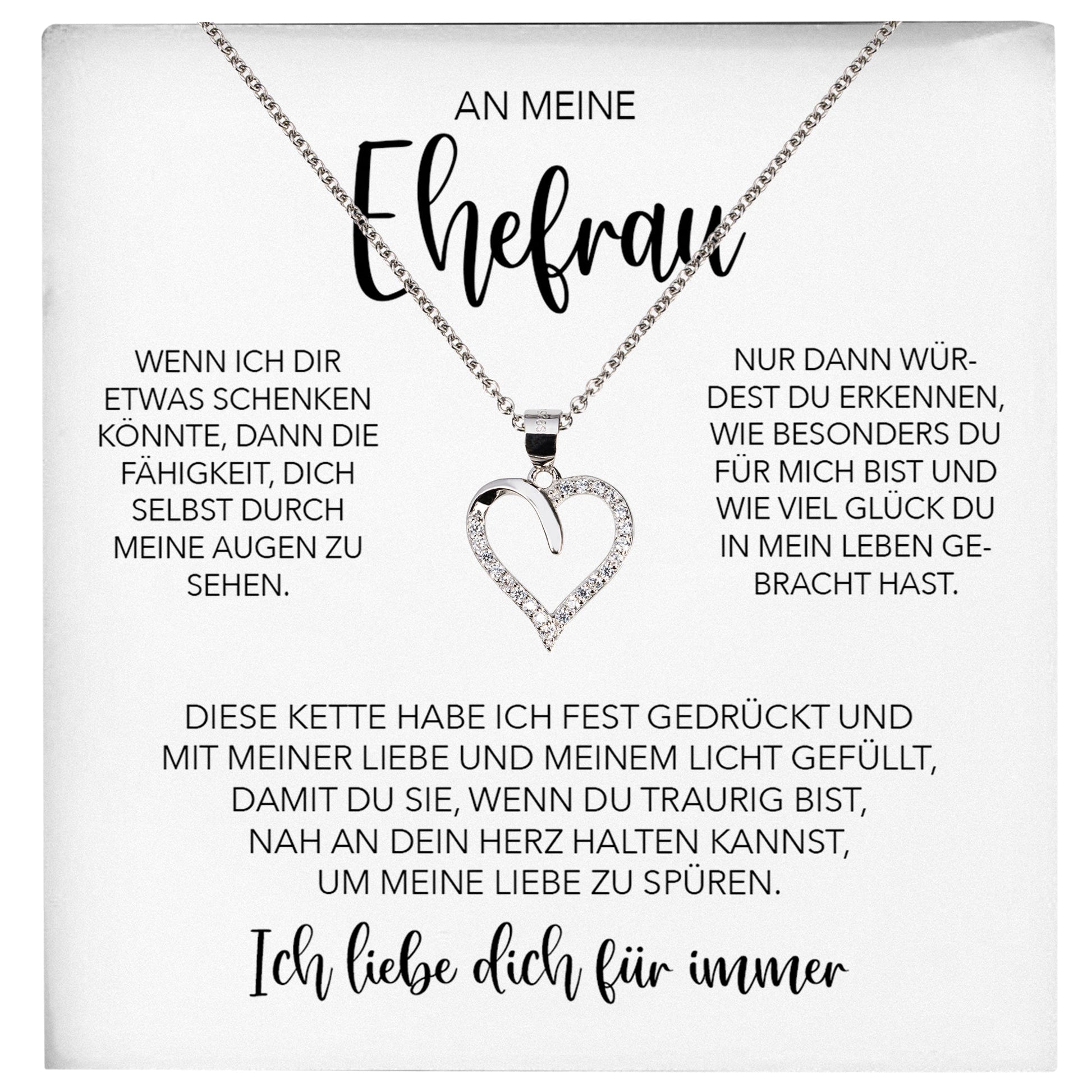 22Feels® Ehefrau Geschenk Ich Liebe Dich Schmuck Silber 925/000 Frauen Herz Halskette Valentinstag Schatz Hochzeitstag Damen Collier Ehejubiläum-Schmuck mit Botschaftskarte - Herz21-22Feels
