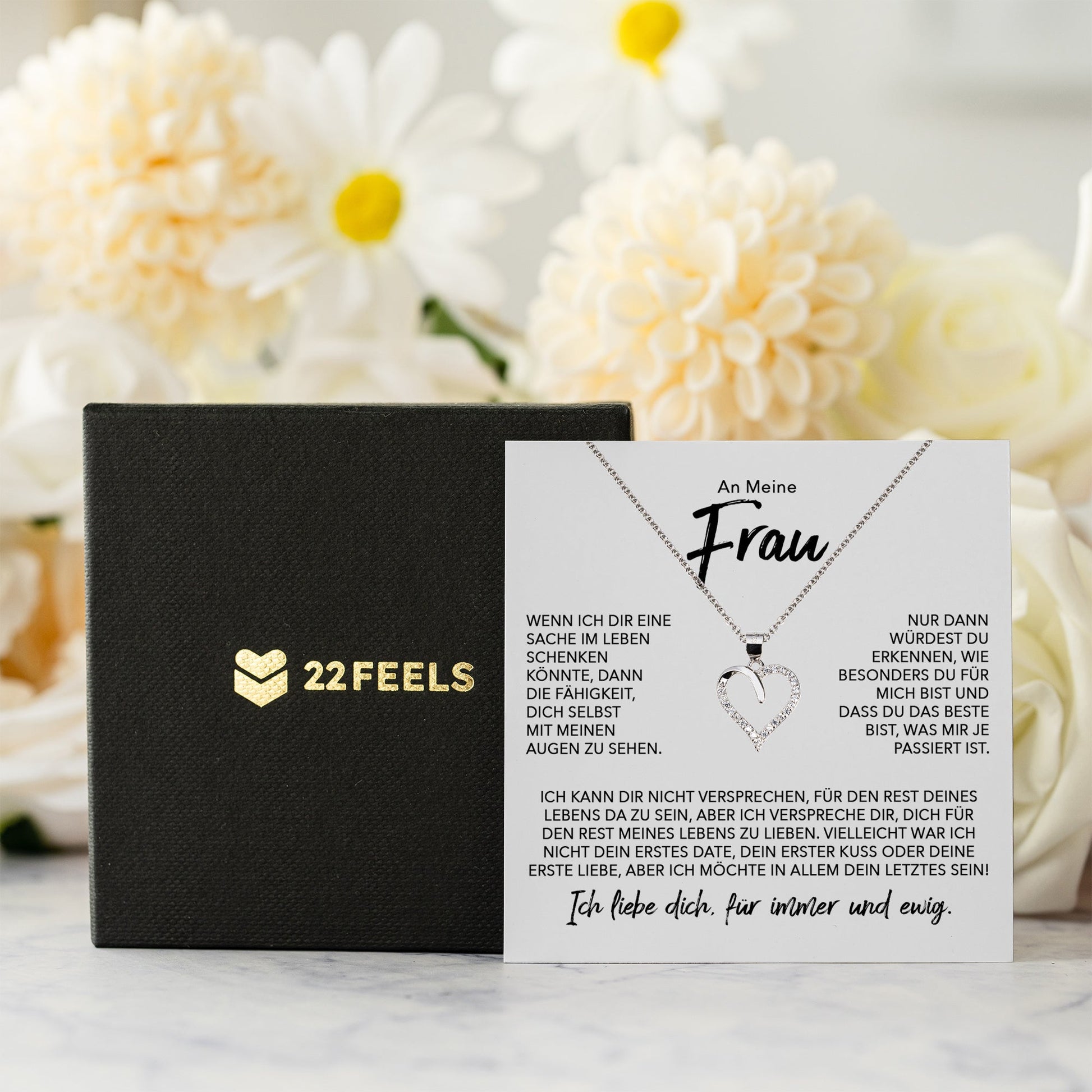 22Feels® Ehefrau Geschenk Ich Liebe Dich Schmuck Silber 925/000 Frauen Herz Halskette Valentinstag Schatz Hochzeitstag Damen Collier Ehejubiläum-Schmuck mit Botschaftskarte - Herz21-22Feels