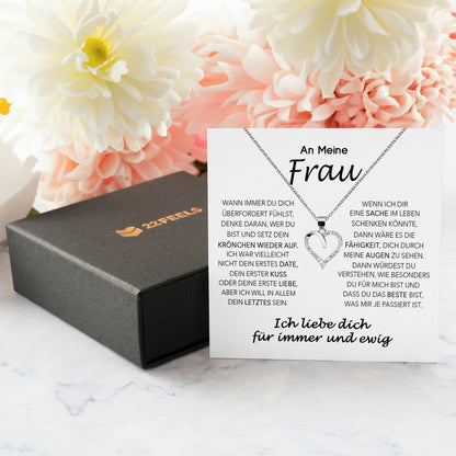 22Feels® Ehefrau Geschenk Ich Liebe Dich Schmuck Silber 925/000 Frauen Herz Halskette Valentinstag Schatz Hochzeitstag Damen Collier Ehejubiläum-Schmuck mit Botschaftskarte - Herz21-22Feels