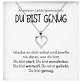 22Feels® Du Bist Genug Freundschaftkette Beste Freundin Geschenk Silber 925/000 Schmuck Frauen Collier Herz Anhaenger mit Karte Mädchen Damen Geburtstag Bestie BFF-Schmuck mit Botschaftskarte - Herz21-22Feels