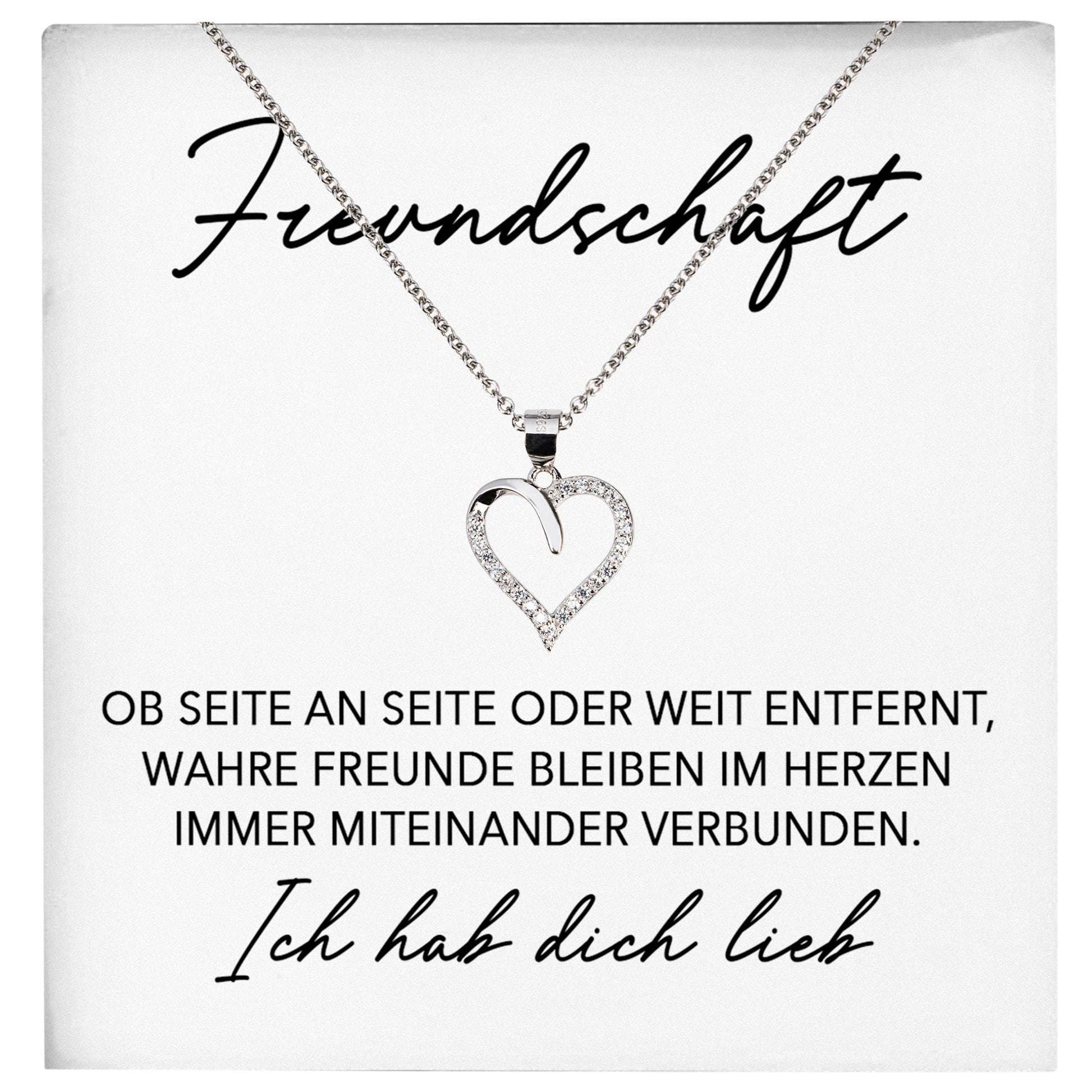 22Feels® Freundschaftkette Beste Freundin Geschenk Silber 925/000 Schmuck Frauen Collier Herz Anhaenger mit Karte Mädchen Damen Geburtstag Bestie BFF-Schmuck mit Botschaftskarte - Herz21-22Feels