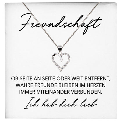 22Feels® Freundschaftkette Beste Freundin Geschenk Silber 925/000 Schmuck Frauen Collier Herz Anhaenger mit Karte Mädchen Damen Geburtstag Bestie BFF-Schmuck mit Botschaftskarte - Herz21-22Feels
