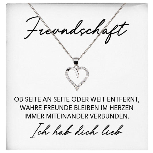 22Feels® Freundschaftkette Beste Freundin Geschenk Silber 925/000 Schmuck Frauen Collier Herz Anhaenger mit Karte Mädchen Damen Geburtstag Bestie BFF-Schmuck mit Botschaftskarte - Herz21-22Feels